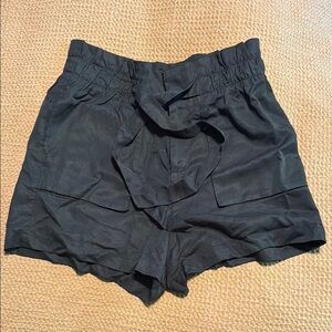 High rise black trouser shorts